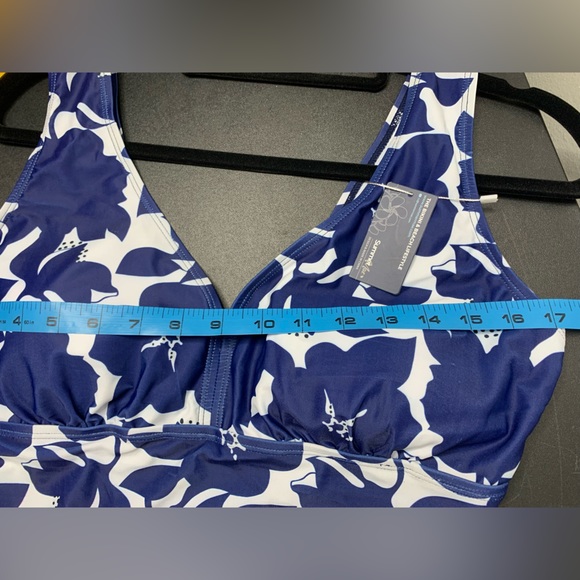 SOLD ❌Summer Mae Blue Floral Print Swimdress Bathing Suits | Large One Piece NWT - Picture 12 of 16